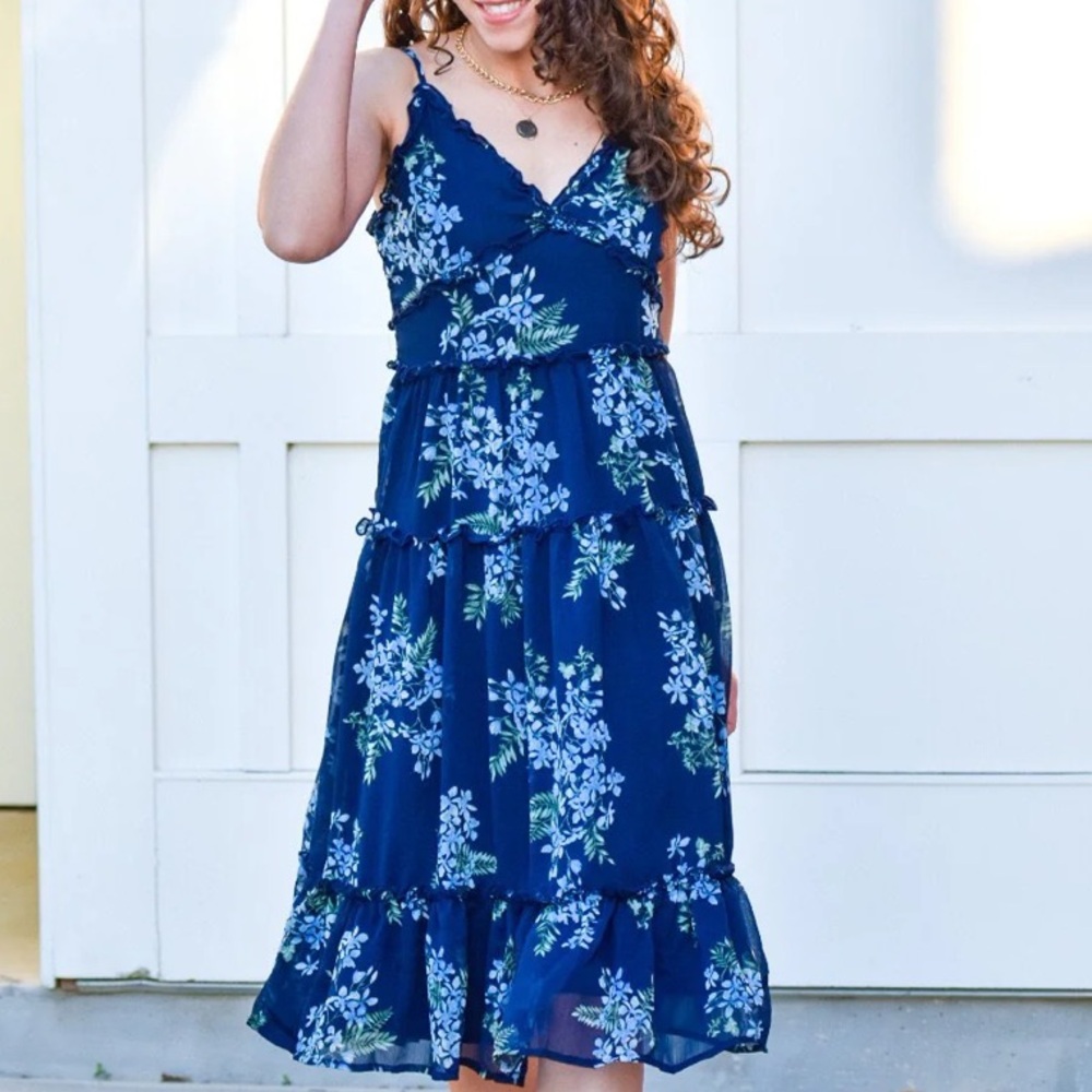 NWT Vici for Blu Pepper Navy Floral Midi Dress